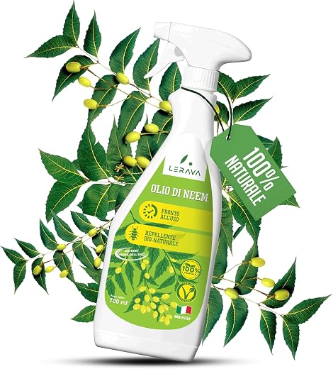 LERAVA® olio di neem per piante [SPRAY] – pronto all’uso - olio neem 100% bio-vegetale – Inibisce lo sviluppo larvale – neem oil antiparassitario piante