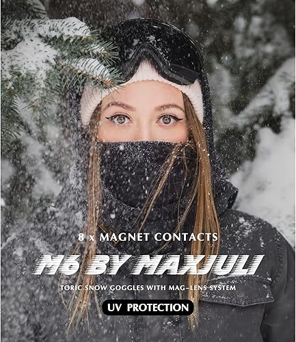 Miniatura 2 de MAXJULI OTG - Gafas de esquí para hombre y mujer, con lente magnética intercambiable antivaho HD, protección UV M6