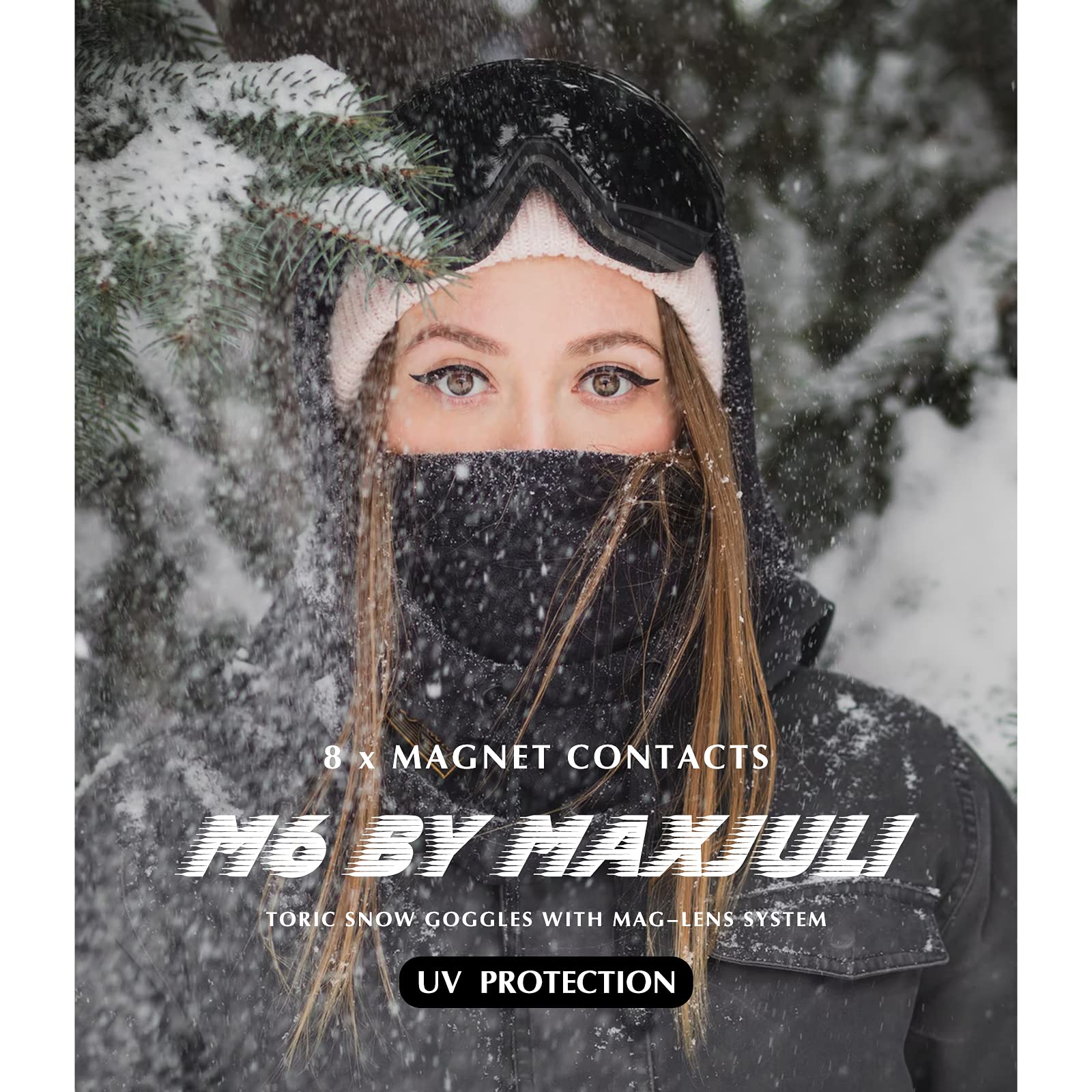 MAXJULI OTG - Occhiali da sci unisex con lenti magnetiche intercambiabili, anti-appannamento, HD, protezione UV (montatura bianca/lente trasparente)
