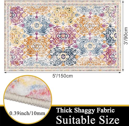 Miniatura 2 de Vaukki Alfombra para sala de estar, vintage lanudo y suave, alfombra de área de cocina antideslizante, alfombra lavable de granja para dormitorio,