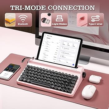 Amazon | YUNZII QL75 タイプライターキーボード ワイヤレス