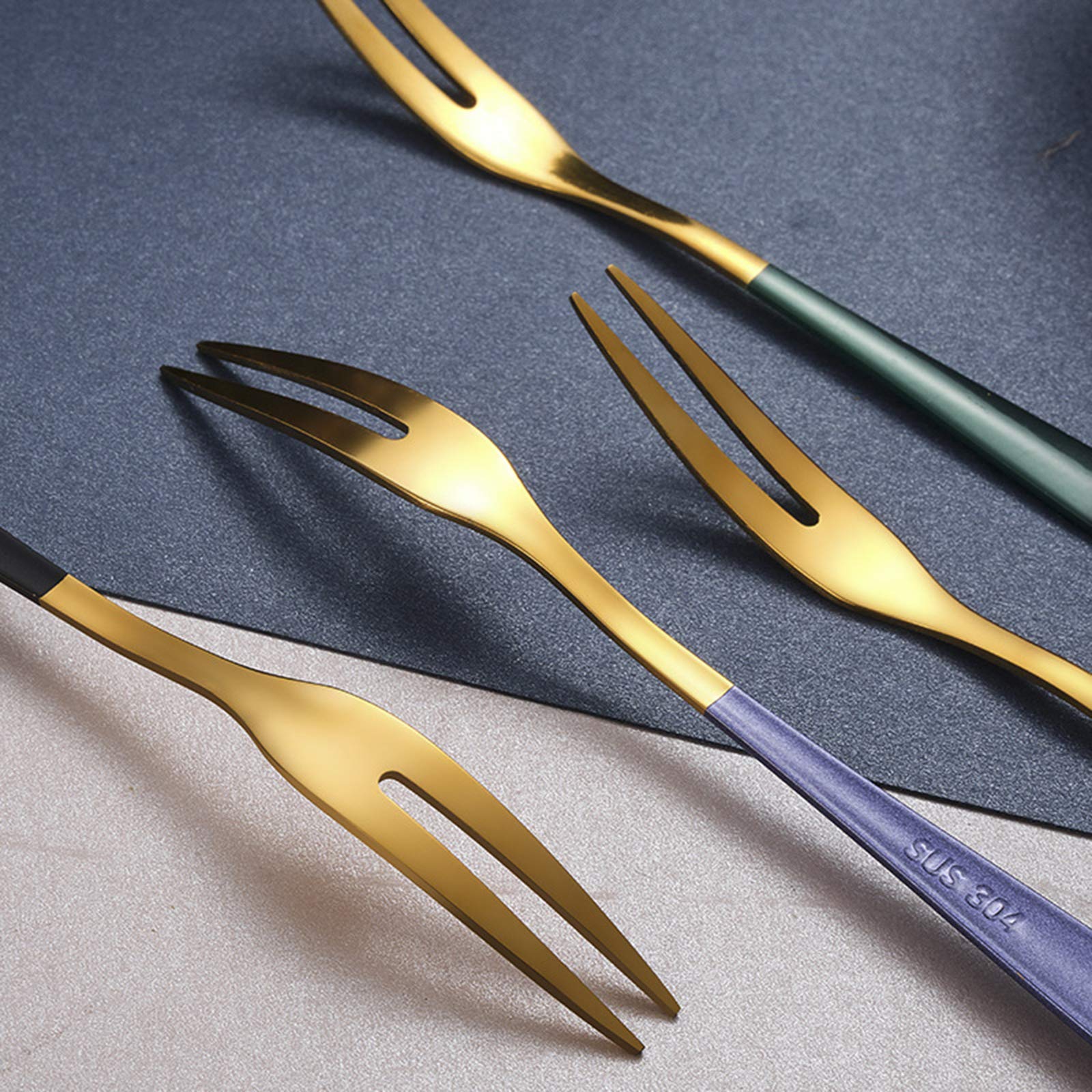 SHIDHMI Stainless Steel Fork Set for Dessert Cake Fruit Salad Appetizer, Small Food-Grade Pastry Forks Mirror Polished Reusable, Dishwasher Safe Silver Metal Forks for Home Kitchen Party Pack of 4 1