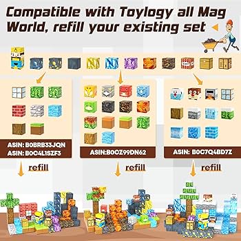 minecollビック缶3点セット Amazon.com: Magnetic Blocks-Build Mine Magnet World Pickaxe