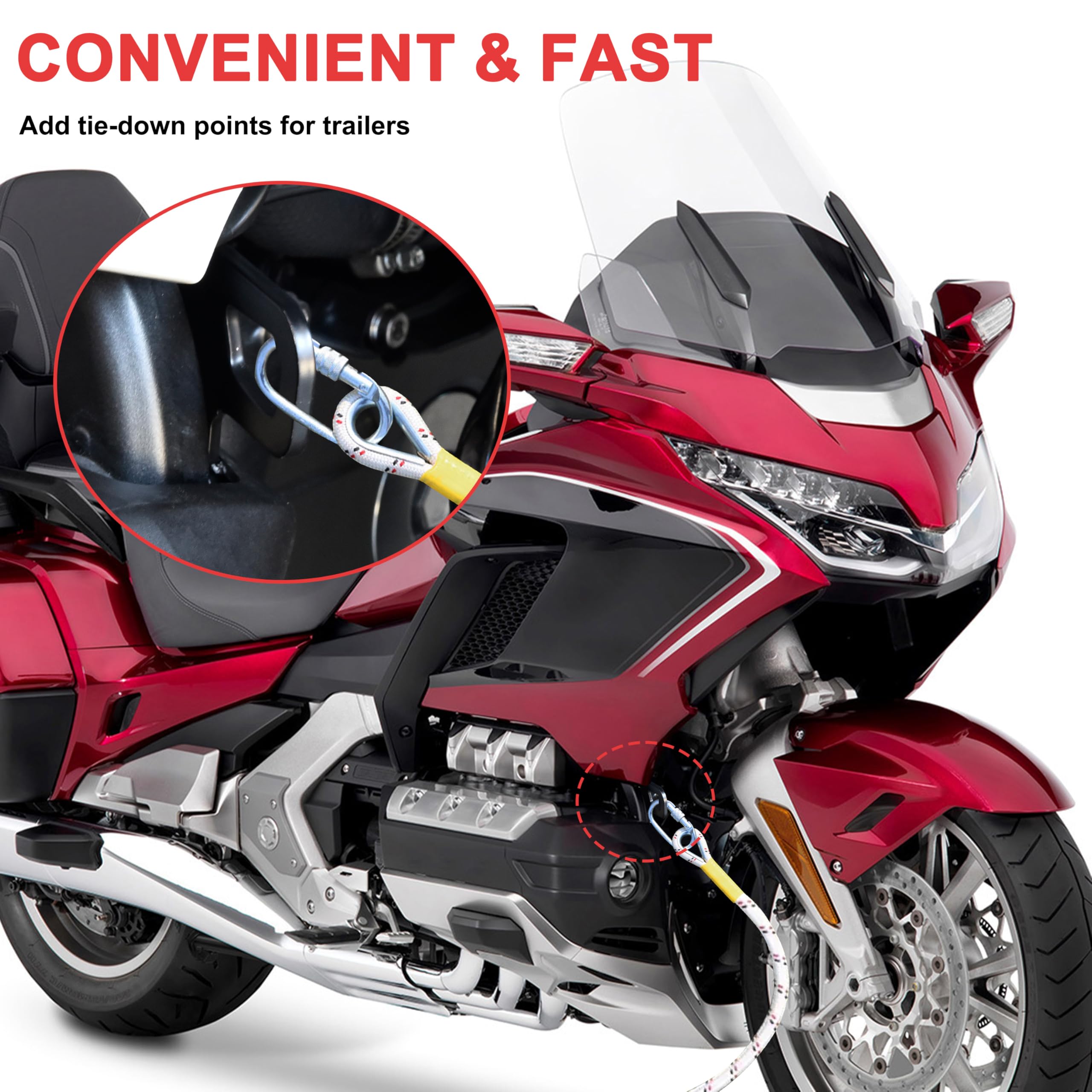 VEISUTOR Front Tie Down Brackets for Gold Wing GL1800, Heavy-Duty Trailer Mount Strap Down Point Tie Down Anchor Kit for Honda Gold Wing GL1800 2018-2024 Accessories