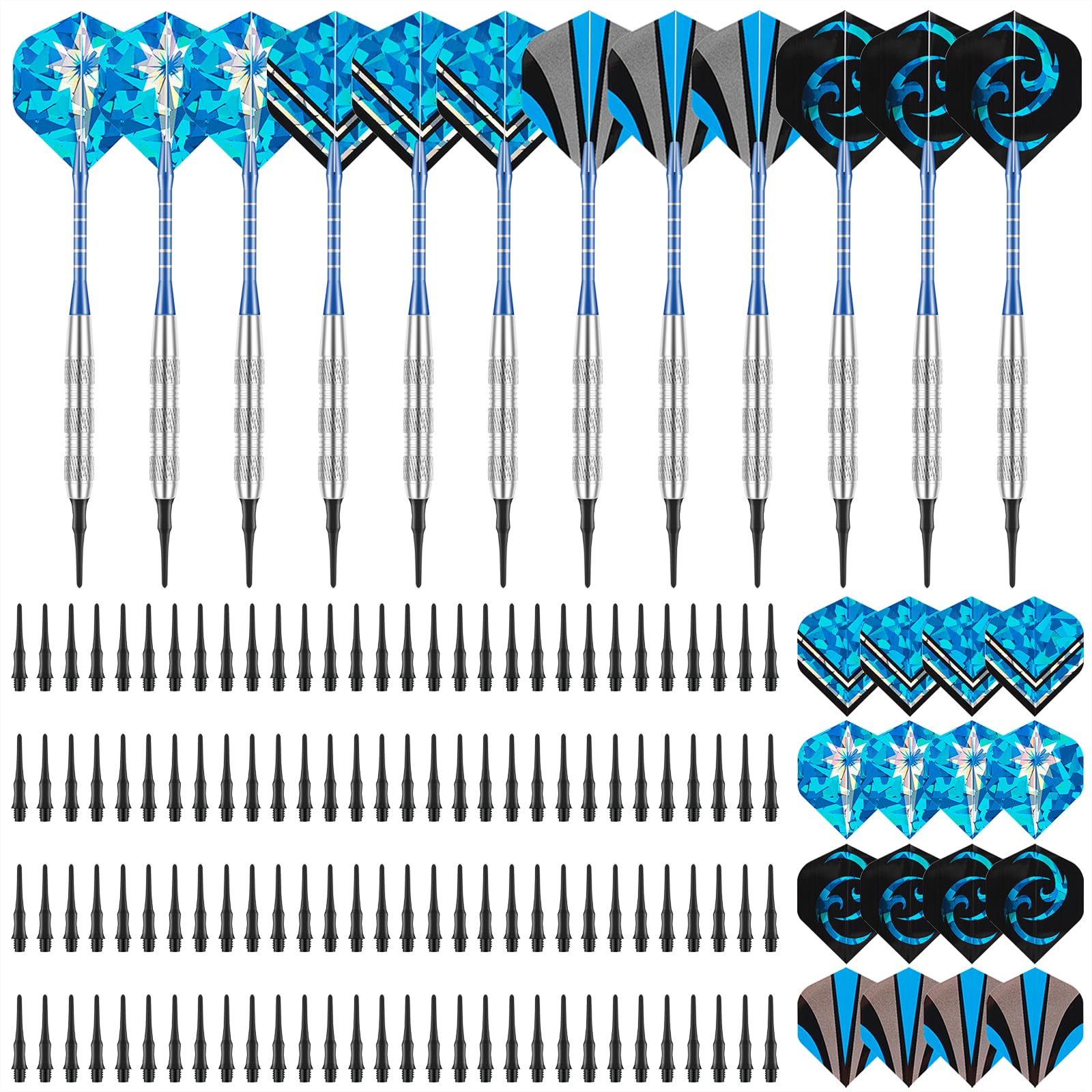 Deetenks 12 Pack Soft Tip Darts Set 18 Grams Darts Soft Tip Set Kit Professional Darts for Dartboard