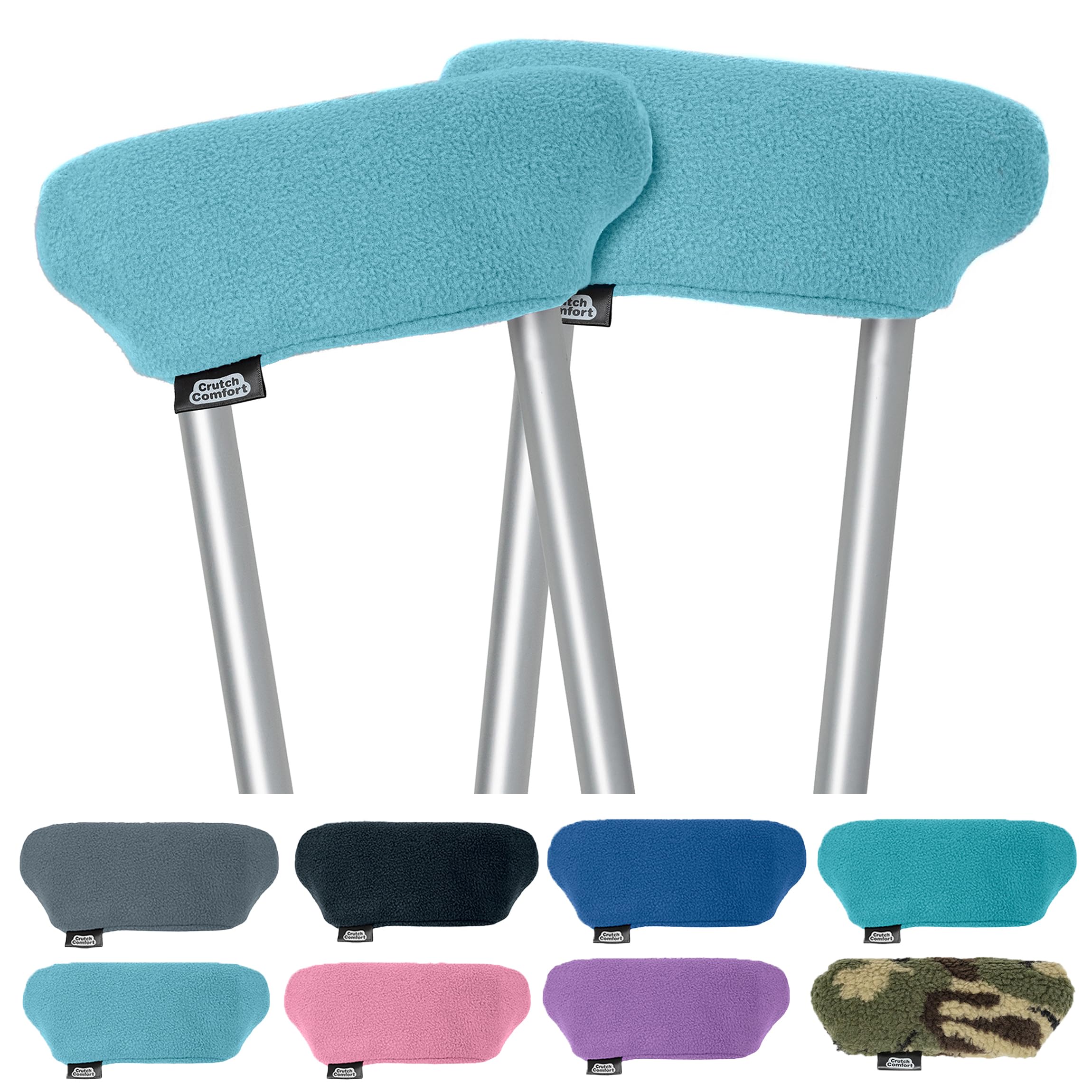 Universal Crutch Underarm Pad Covers - Luxurious Soft Fleece with Sculpted Memory Foam Cores (Turquoise)