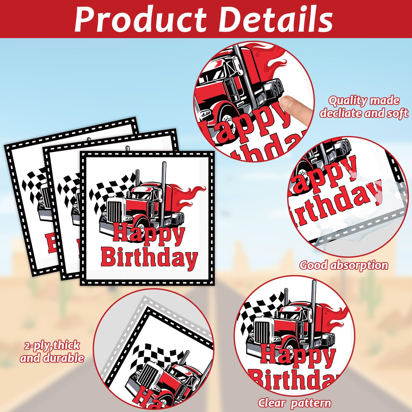 Snapklik.com : Gisgfim 96 Pcs Semi Truck Party Supplies Paper Plates ...