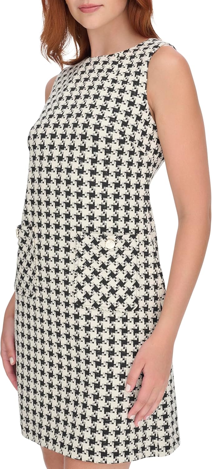 Tommy Hilfiger Womens Sleeveless Boat Neck Textured Knit Shift Mini Dress - Image 3