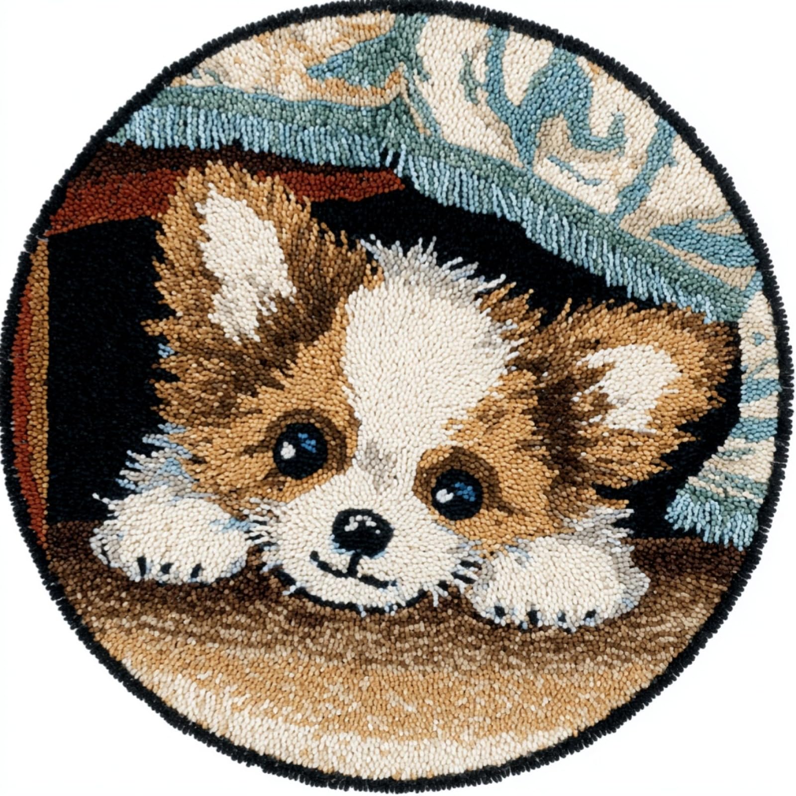 WallustrioaW DIY Craft Latch Hook Rug Kit,Chihuahua,Embroidery Kit,Latch Hook Rug for Adults and Beginners,Craft Gifts Decoration,50x50cm