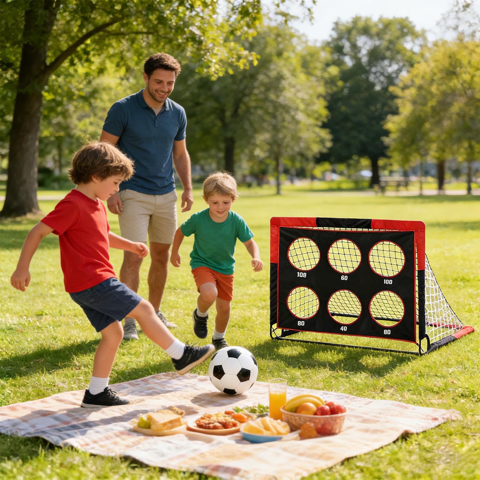 Porta Da Calcio Set Bersaglio Palla Design Pop | 1.2 m Larghezza X 0.9 m Altezza Rete Rettangolare Pieghevole da Calcio per Bambini e Ragazzi Allenamento Pratica