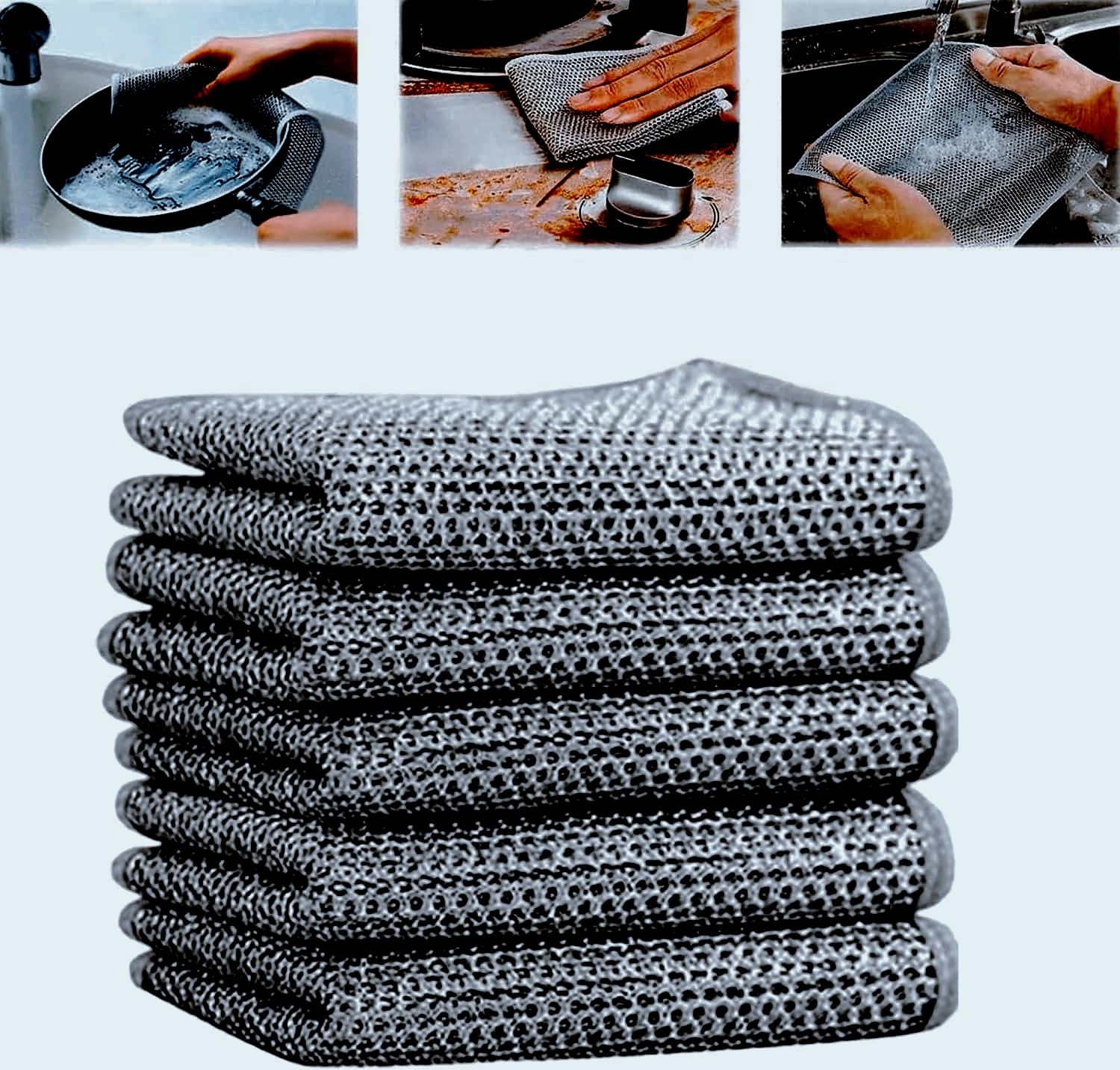 VIZAG OPTIMIZE Amazon Non-Scratch(3 Pack) 2 Layer Wire Dishcloth Stainless Steel Non-Scratch Dish Cloths Heavy-Duty Wire Dishwashing Rags for Kitchen and More (B0D6DGXNDG) Amazon Price History, Amazon Price Tracker