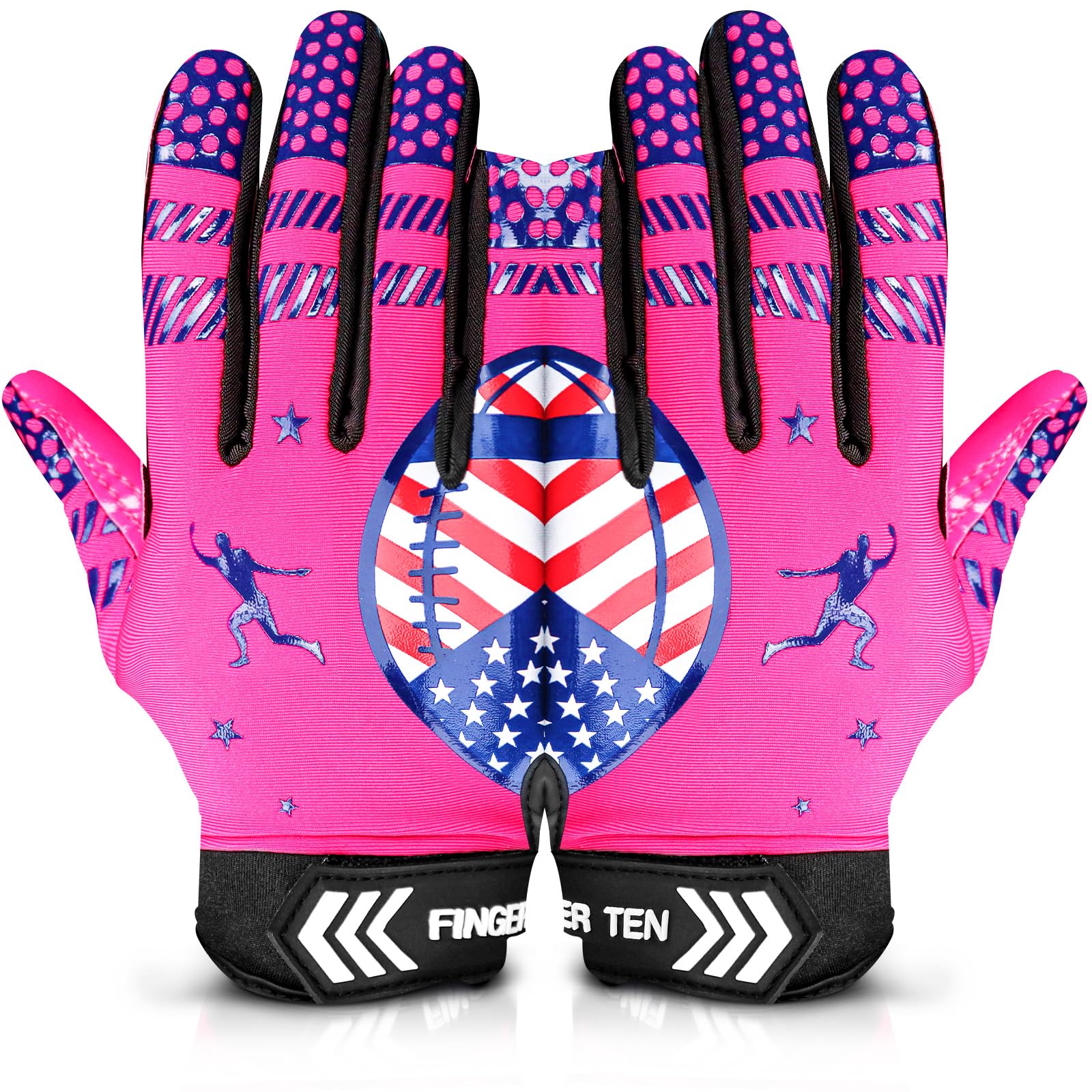 FINGER TEN American Football Gloves Youth Kids Ultra Tack Sticky Non-Slip Palm Receivers