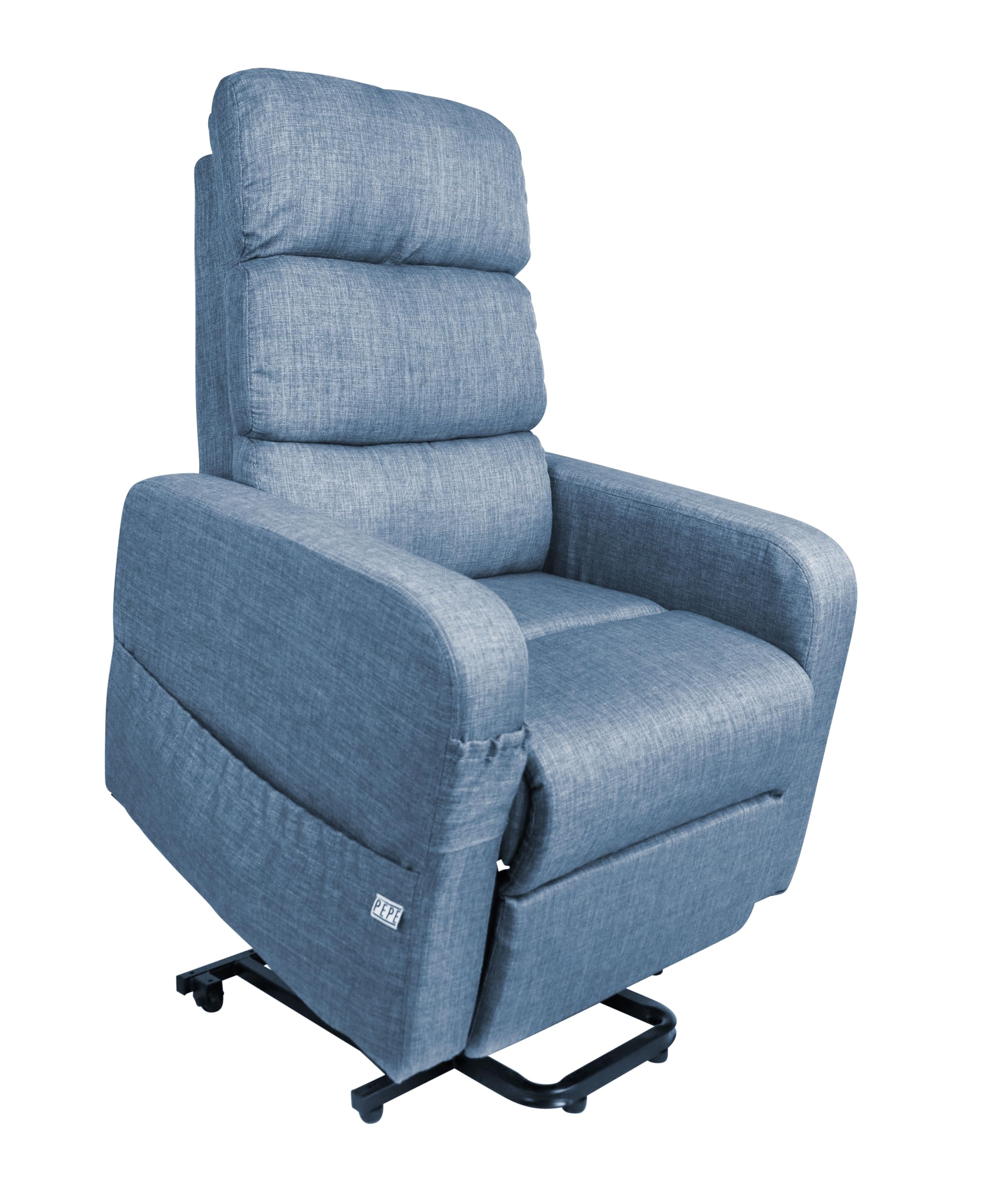 PEPE Mobility Power Lift Recliner Chair with Extended Footrest for Elderly People with Remote Control, Linen Fabric, Blue