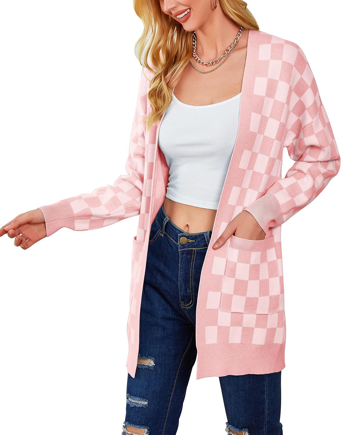 Long Knit Cardigan MEROKEETY Women's Fuzzy Popcorn Batwing Sleeve