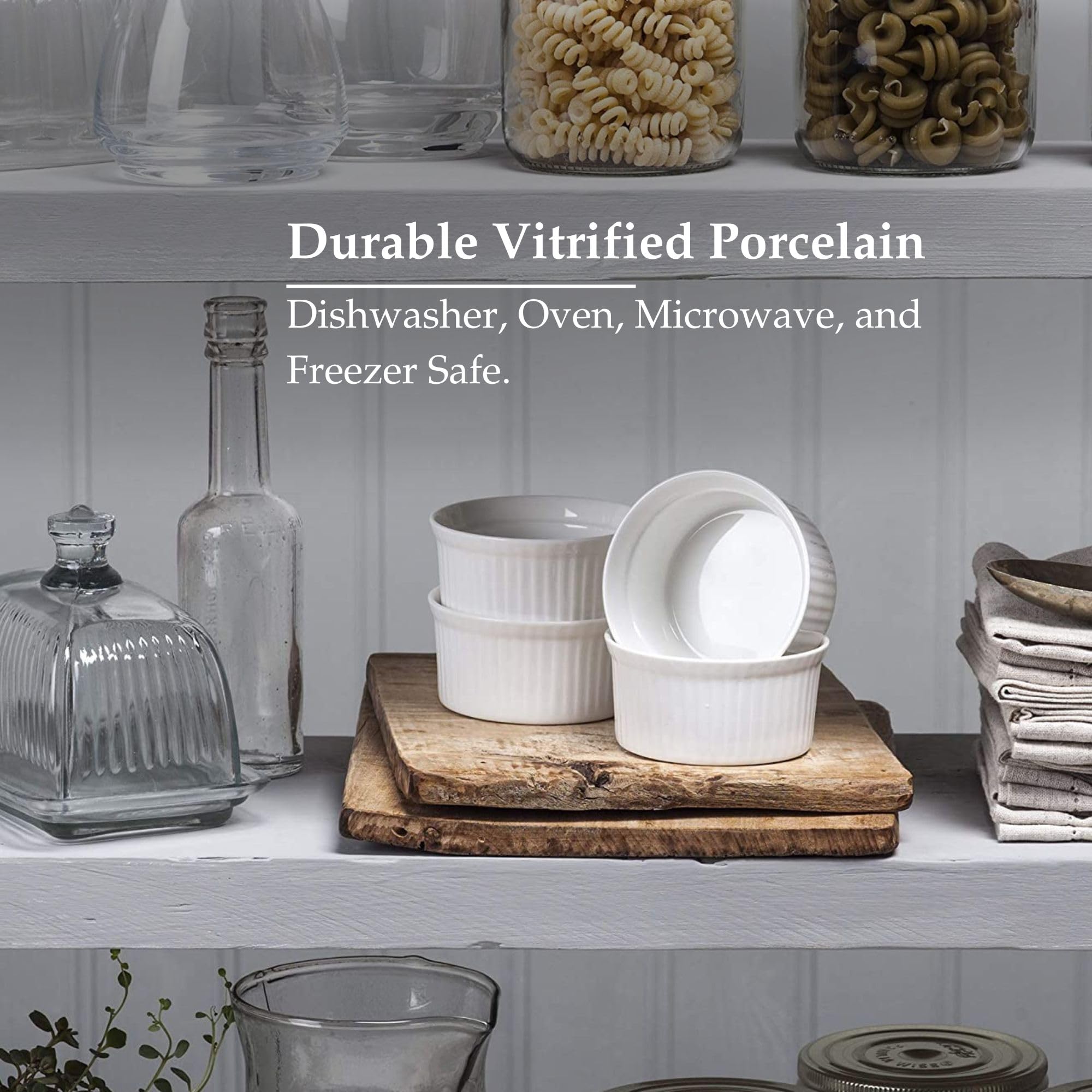 WM Bartleet & Sons 1750 TSET40 - Set di 4 pirottini tradizionali in porcellana, diametro 9 cm, colore: bianco