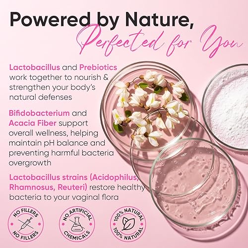 Miniatura 6 de Probióticos vaginales femeninos para mujeres, equilibrio de pH con prebióticos y mezcla de lactobacillus, probióticos para mujer para la salud