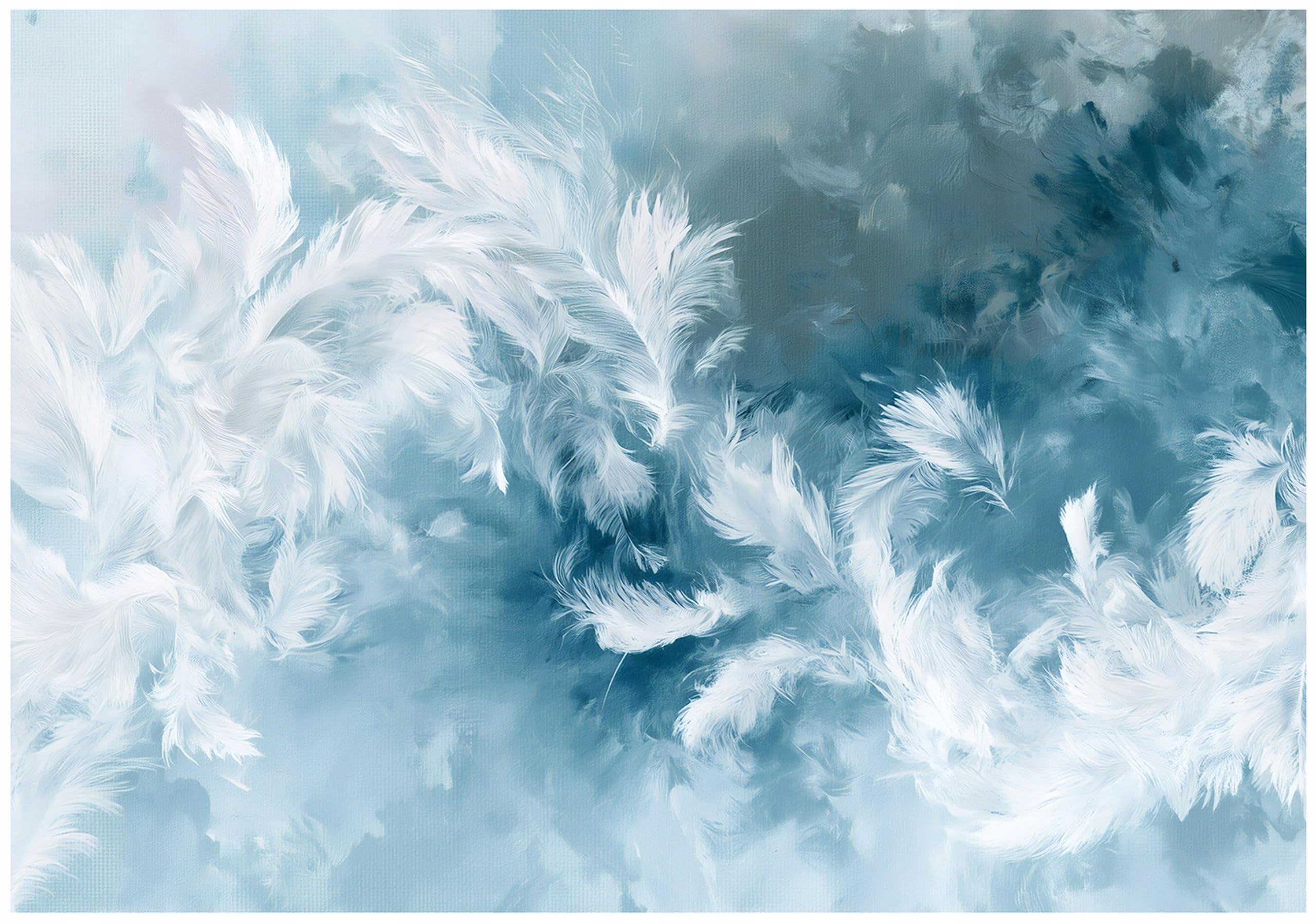 Wallarena Feathers Blue Non-Woven Photo Wallpaper 300 X 210 Cm