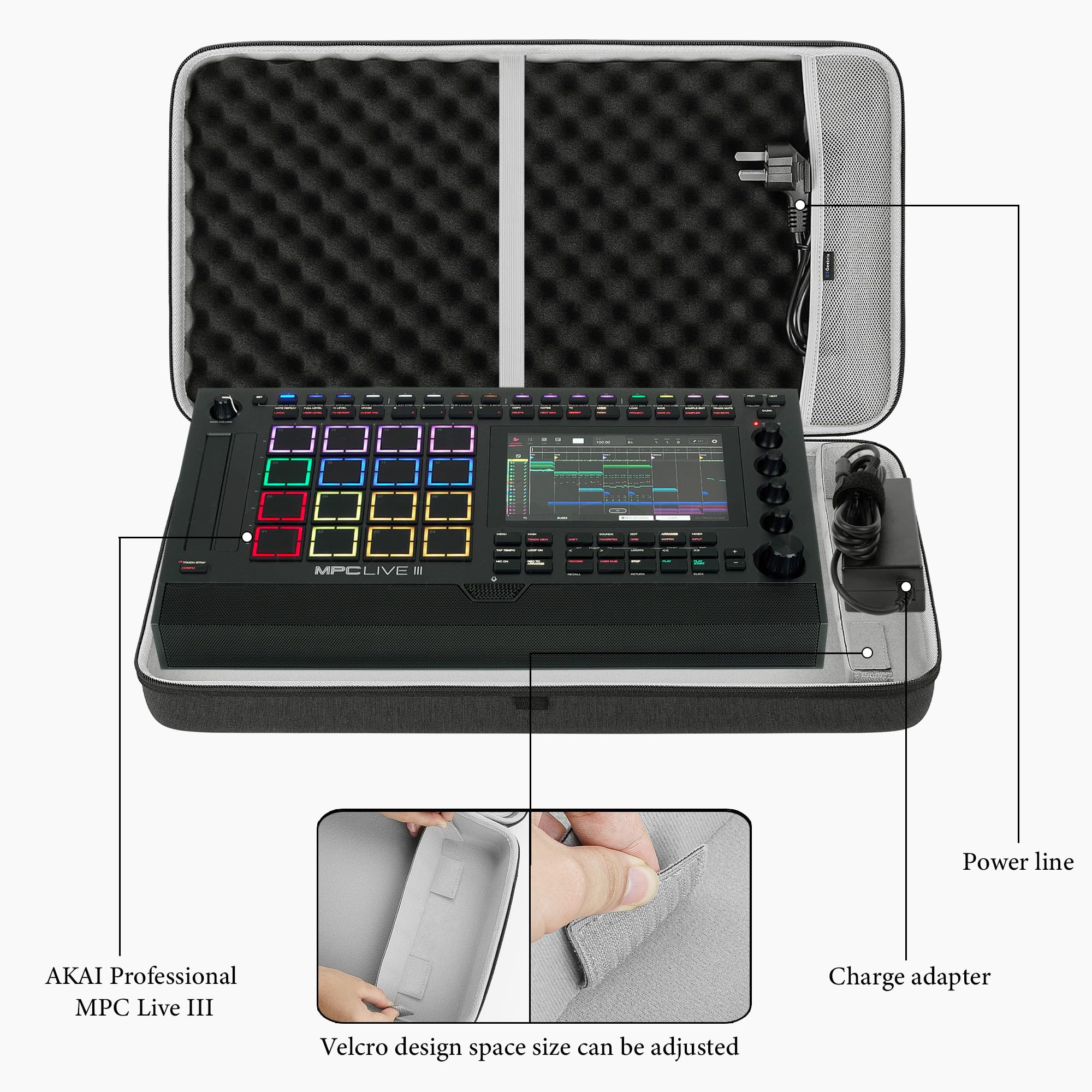 GEEKRIA Custodia rigida in EVA Akai MPC Live III, grigio scuro