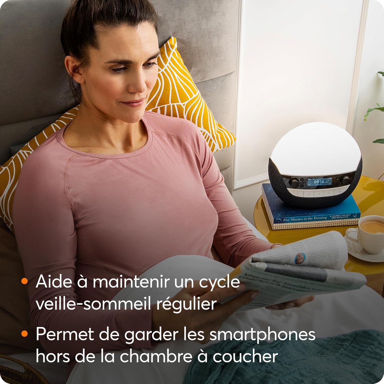 Woman reading next to Lumie Bodyclock