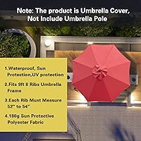 Vista 4 de Sombrilla de repuesto Sunnyglade de 9 pies para patio, toldo de mercado para exteriores con 8 varillas