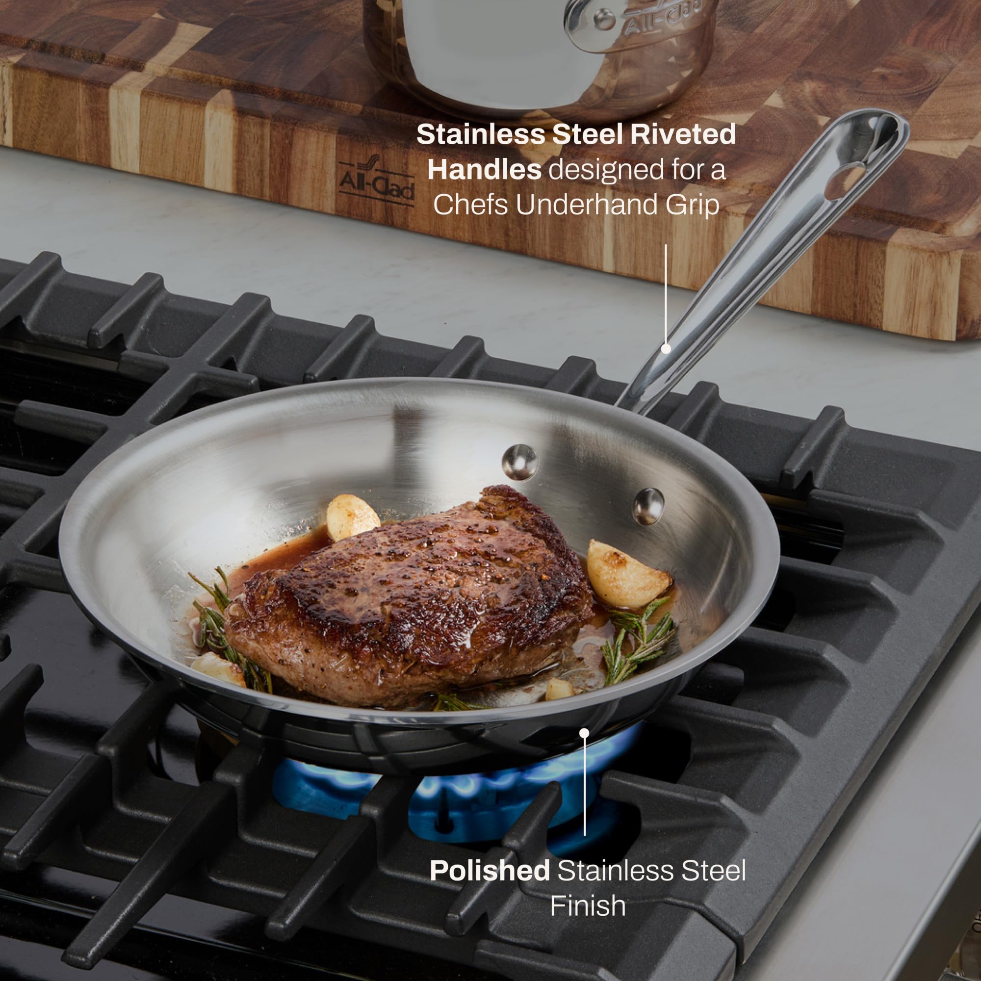 All-Clad D3 Stainless Steel 8 Fry Pan Made in the USA | The Original Bonded Professional Cookware Omelets Pan Induction Compatible Oven Safe up to 600F product thumbnail 6