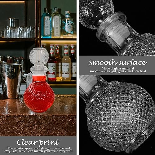 Miniatura 6 de Housoutil Decantador de licor con tapón de cristal para whisky, vino, vodka, bourbon, botella para decoración del hogar, bar, fiesta, transparente