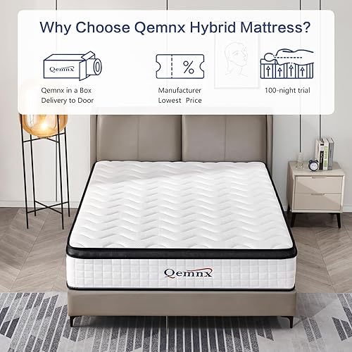 Miniatura 4 de Colchón híbrido King de 12 pulgadas  Firme media, espuma viscoelástica y resortes ensanchados sensibles, soporte de borde mejorado, aislamiento de