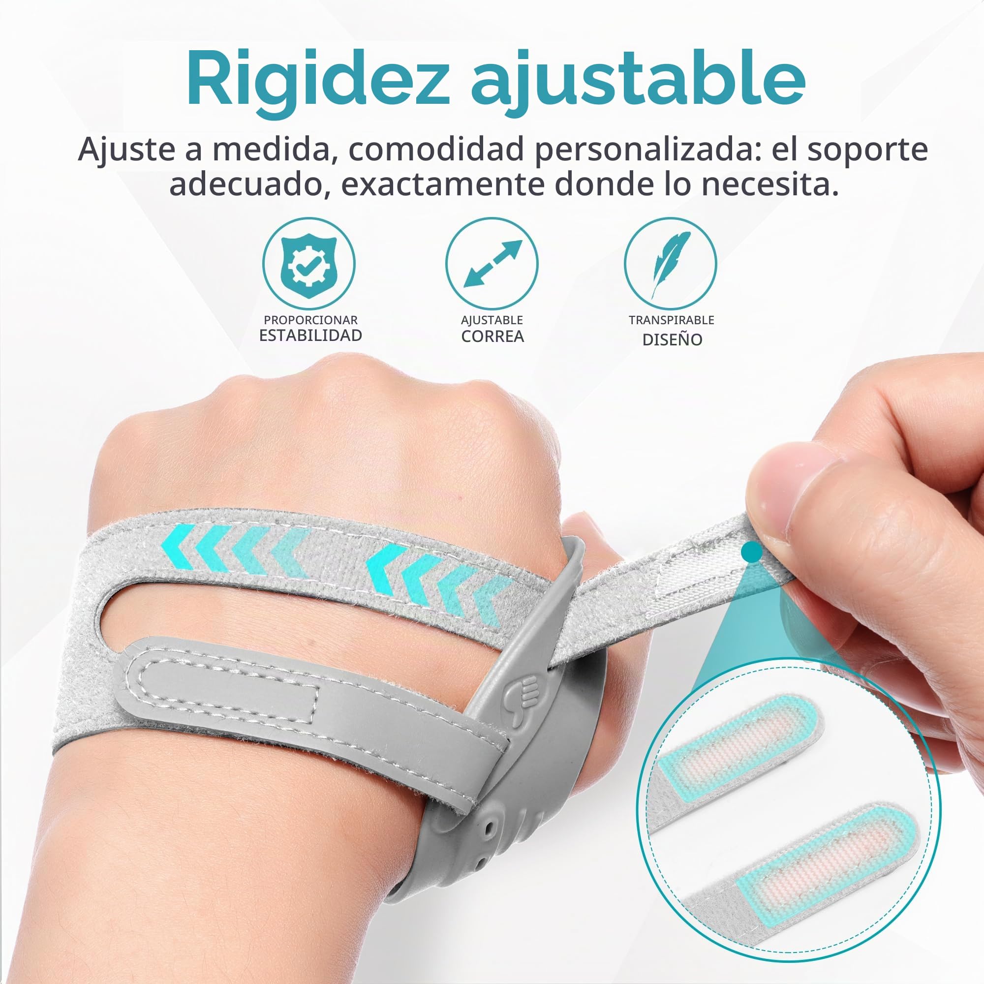 FORTEMOTUS Órtesis Rizartrosis Pulgar Izquierdo, Férula Ortopédica CMC, Estabiliza la Base del Pulgar y Alivia el Dolor en Artrosis y Artritis en Silla de Montar (Gris, L, 23-26 cm)