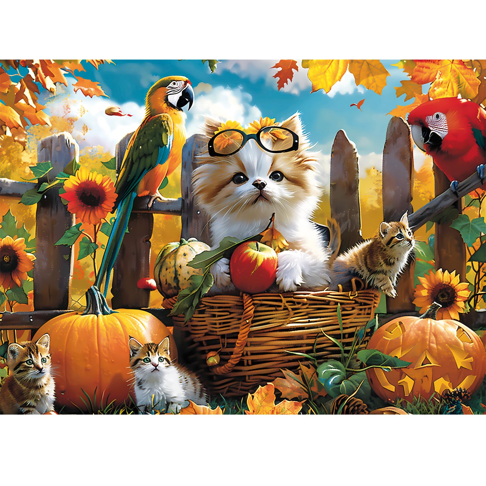Snapklik.com : 300 Piece Jigsaw Puzzle For Adults Cat Pumpkin Puzzle ...