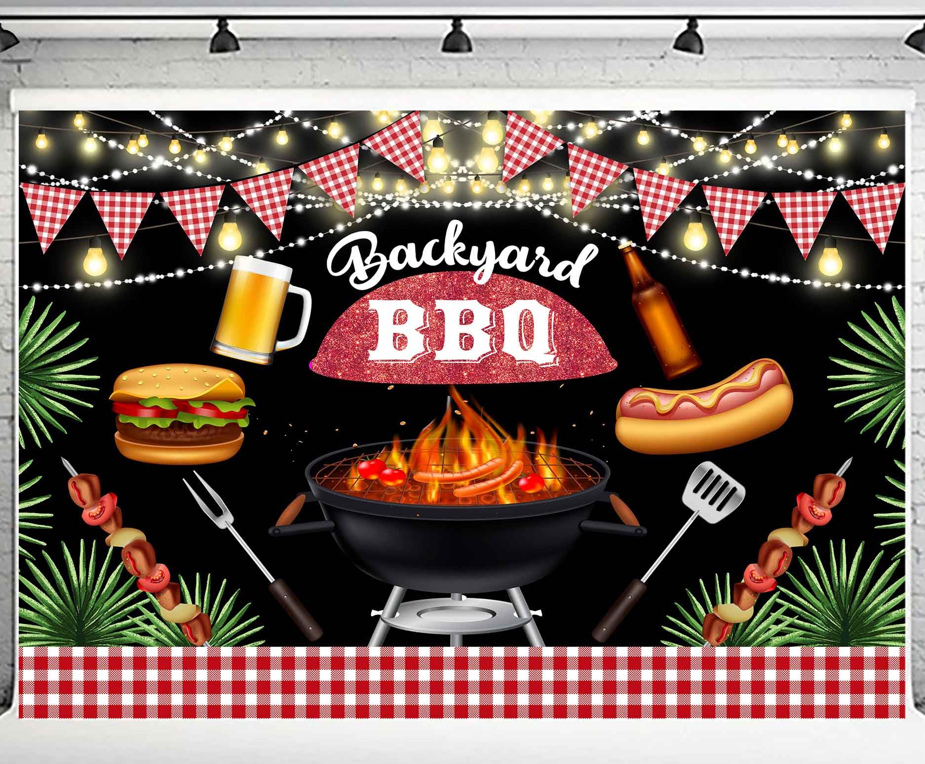 PHMOJEN BBQ-Fotohintergrund Vinyl, 3x2,1 M – Sommer-Grill-Party-Hintergrund Für Fotos, Deko, Picknick & Outdoor