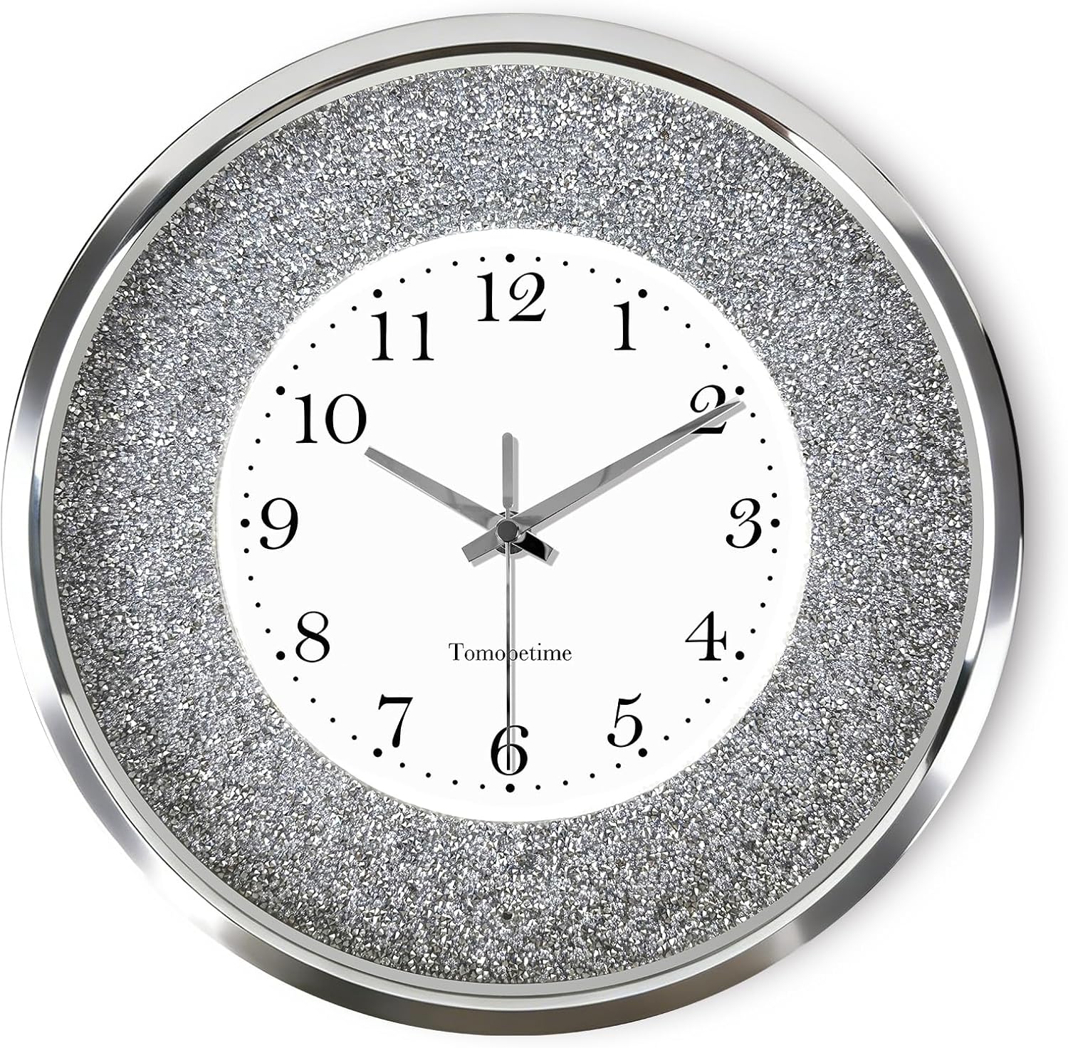 Lighted Wall Clock 12 Inch, Light and Sound Sensor, Light Up Wall Clock, Glow in The Dark, LED Illuminated Silent Non Ticking Battery Operated for Bedroom Living Room Decor (Silver)