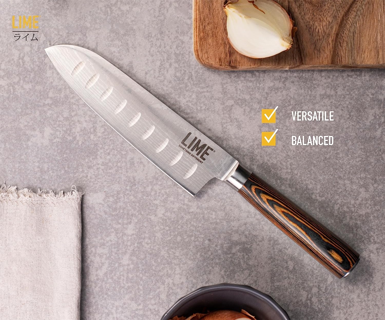 Santoku Lime Knife Giapponese Lama 17,7 cm Coltello Cucina Professionale