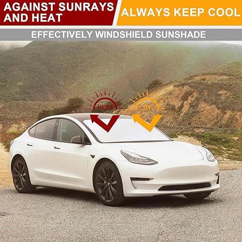 Miniatura 6 de Parasol para parabrisas de automóvil para Tesla modelo Y3, cubierta plegable para ventana delantera con tela de protección UV mejorada, accesorios