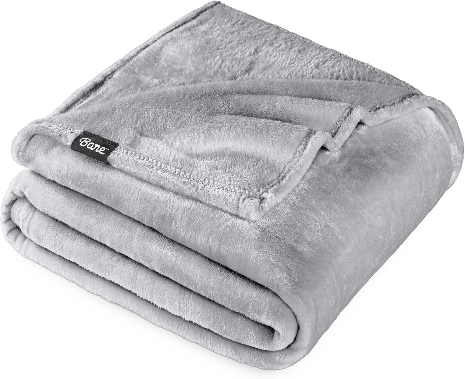 Bare Home Fleece Blanket – Full/Queen – Ultra-Soft Lightweight for Bed, Sofa, and Couch – Luxury Microplush – Cozy Warm Blanket (Full/Queen, Light Grey)