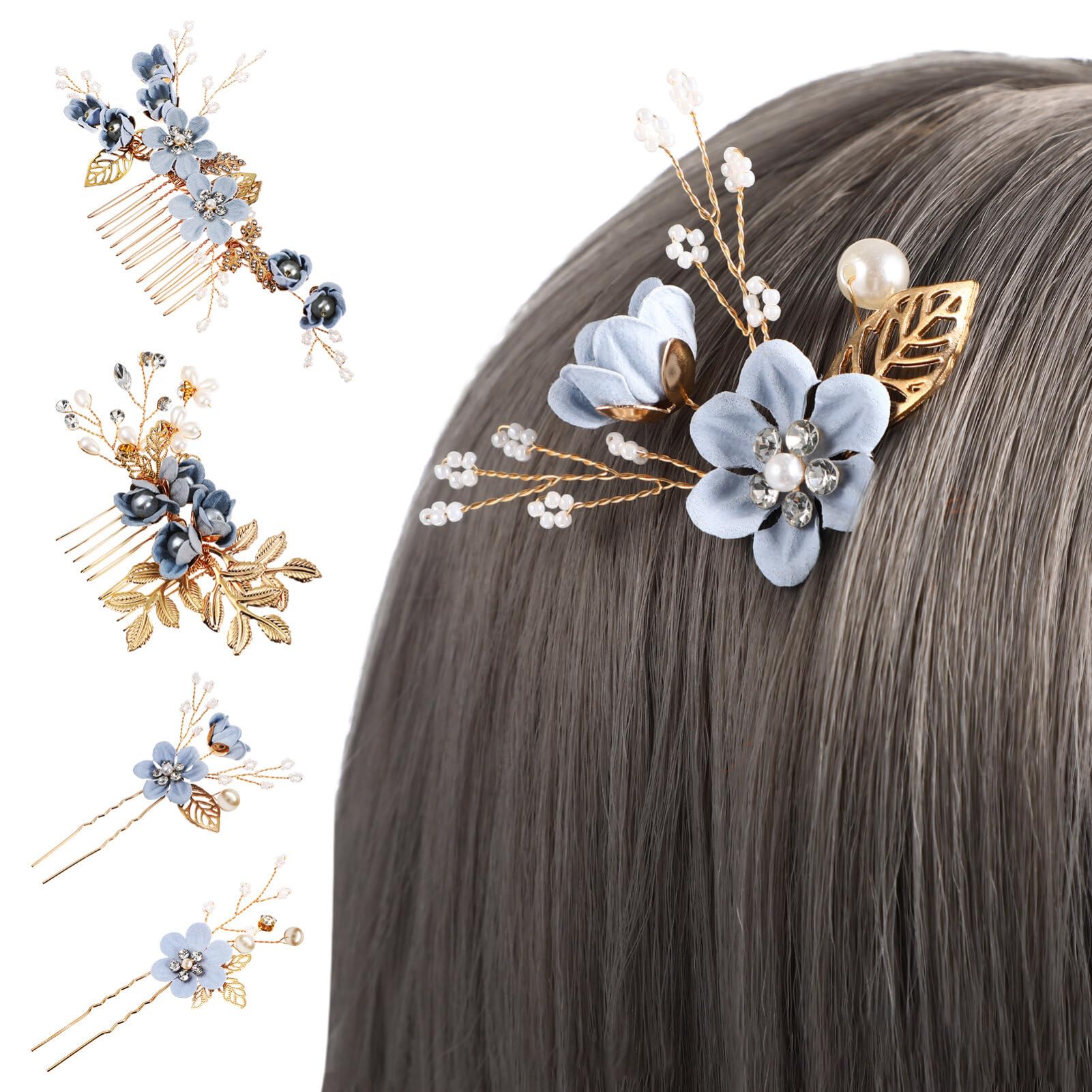 Juego de para El Pelo de Novia Hechas a Mano Y Peinetas Decoradas con Flores para Bodas para Damas de Honor