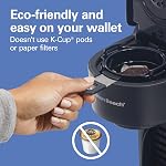 Hamilton Beach The Scoop Single Serve Coffee Maker, No Pods or Paper Filters Needed, Brews 8-14 oz Cups, Reusable Scoop Filter, Auto Shutoff, Black (47620) | 8-14oz. Cups | Brews in Minutes | Intuitive Controls | Black | 47620