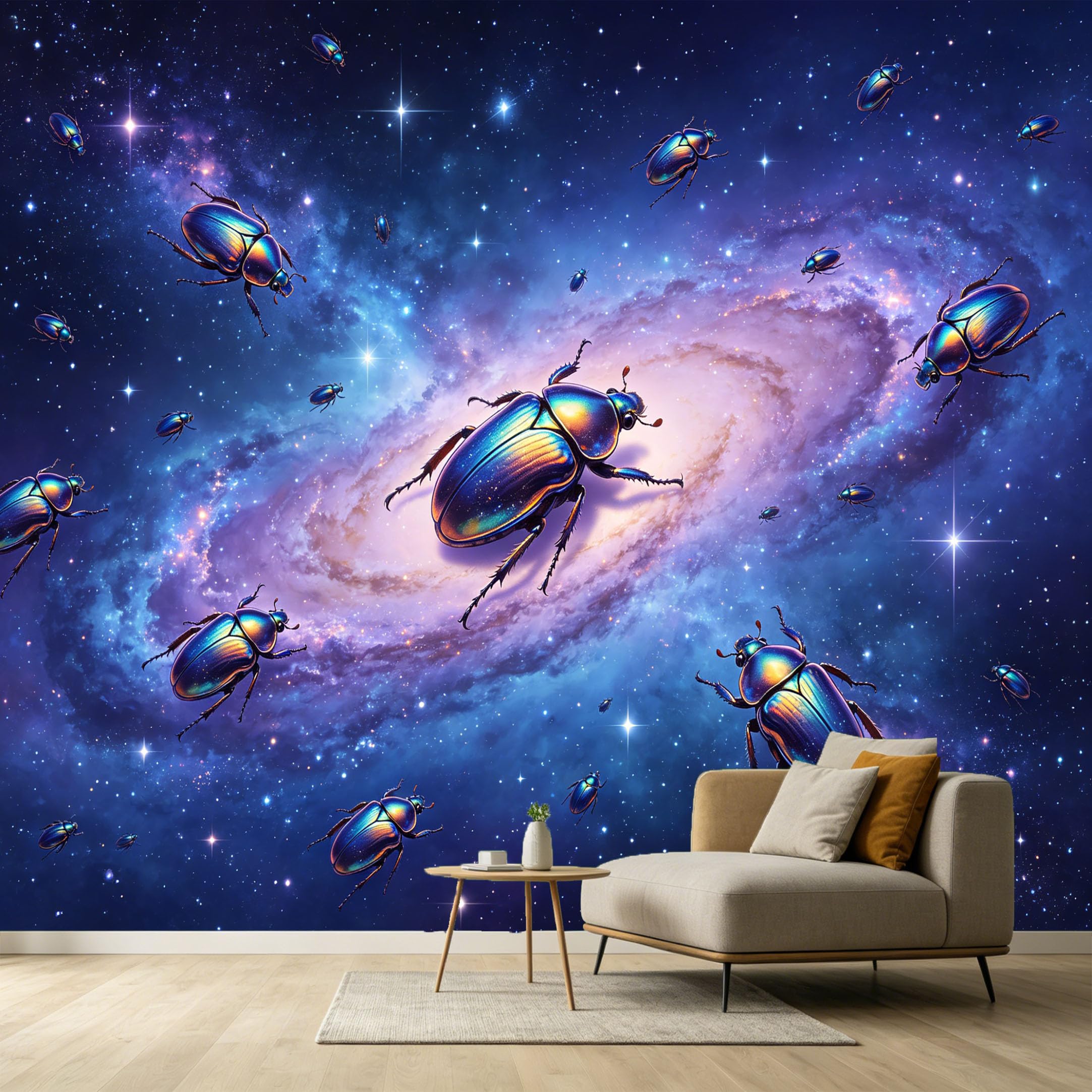 Custom Size Wall Murals Iridescent Beetle Galaxy Cosmic Abstract 3D Trompe L'Oeil SelfAdhesive Wall Fabric Removable Large Wallpaper for Photo Living Room