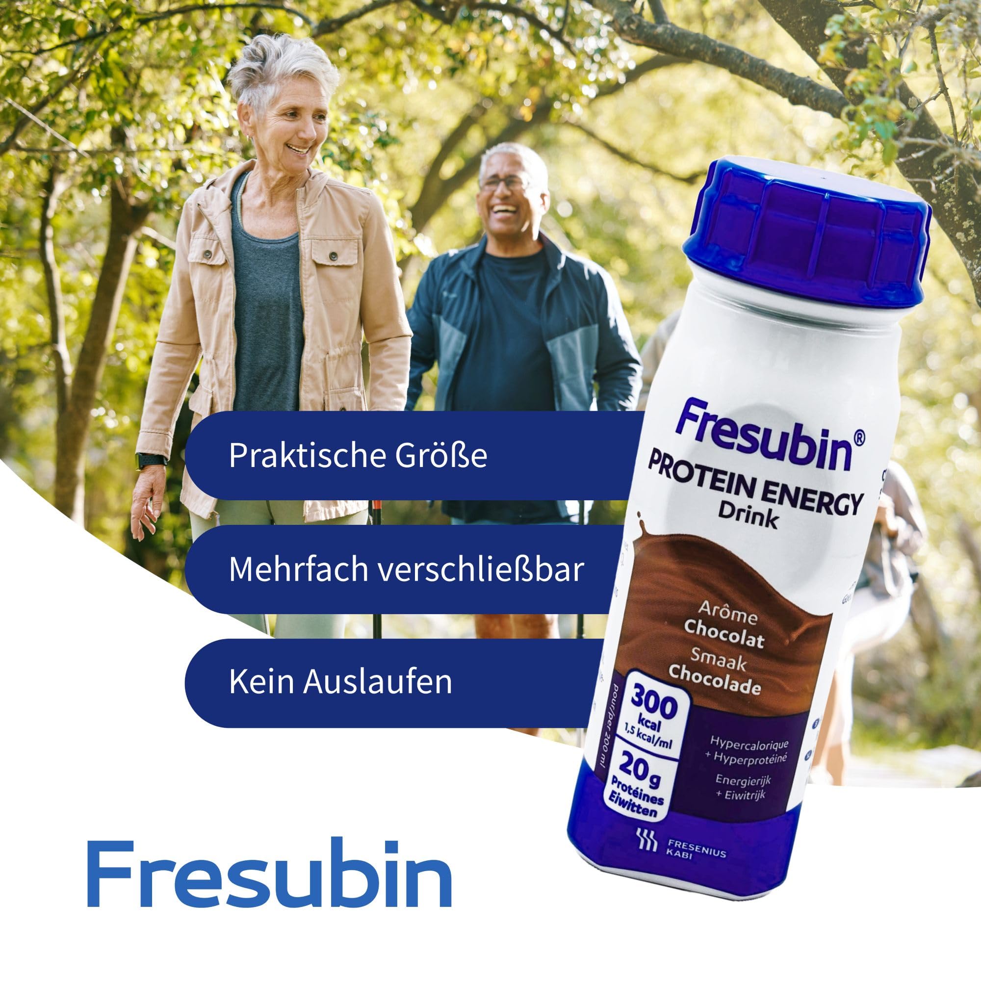 Fresubin PROTEIN ENERGY Drink Schokolade 24x200ml- Hochkalorische Trinknahrung mit 20g Eiweiß von Fresenius Kabi, 300 kcal pro Flasche, glutenfrei, ideal bei Mangelernährung und erhöhtem Proteinbedarf