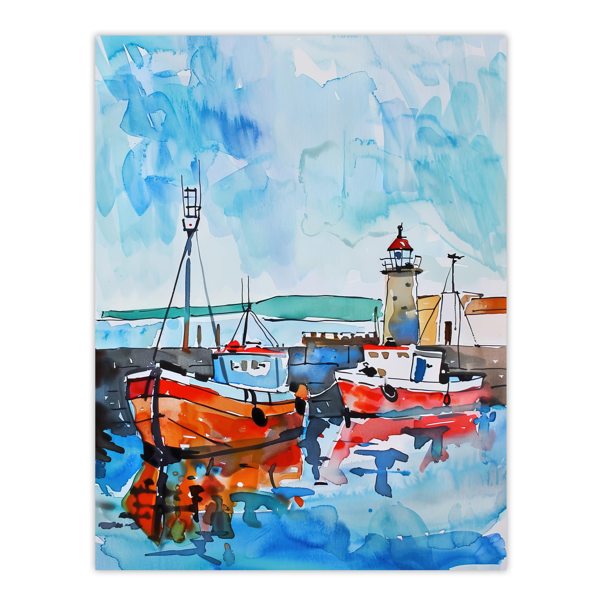 Artery8 Newhaven Lighthouse Fishing Boats Harbour Bathroom Toilet Extra Large XL Wall Art Poster Print