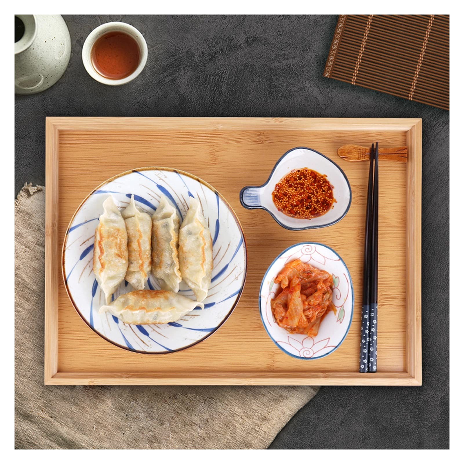 Bandeja para Servir Bandeja de Servicio con Asas - bandejas de Madera for la Comida del Desayuno, la decoración de la Mesa de café del té Bandeja/Bandejas ( Size : Small )