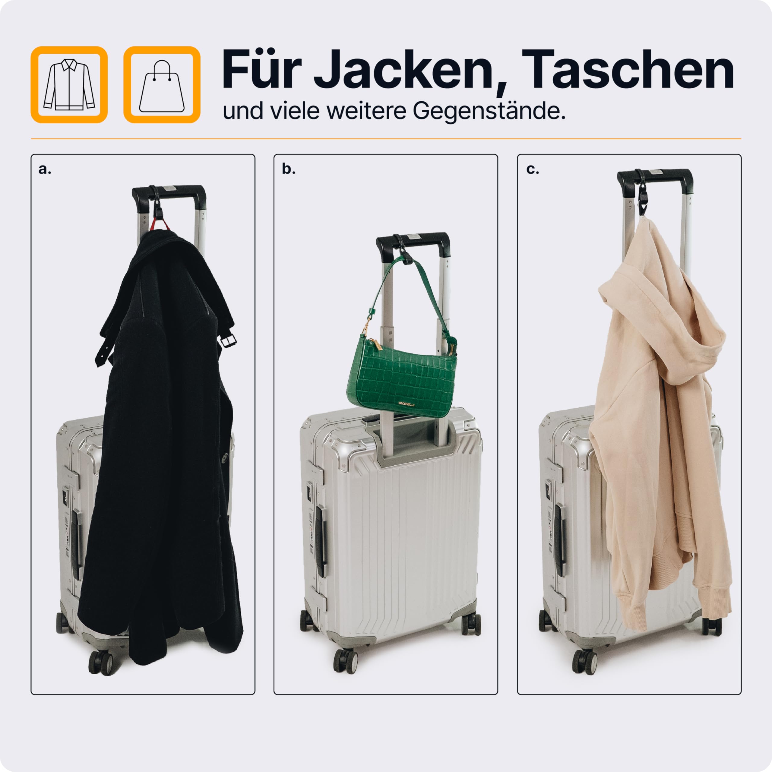Der Koffer Haken hält deine Reise Utensilien - Reise Gadget für Flugzeug Reisen, Reisezubehör Flug Handgepäck, Kofferorganizer, Cooles Reise Geschenk, 1x Kleiderhaken für Koffer (Blau)
