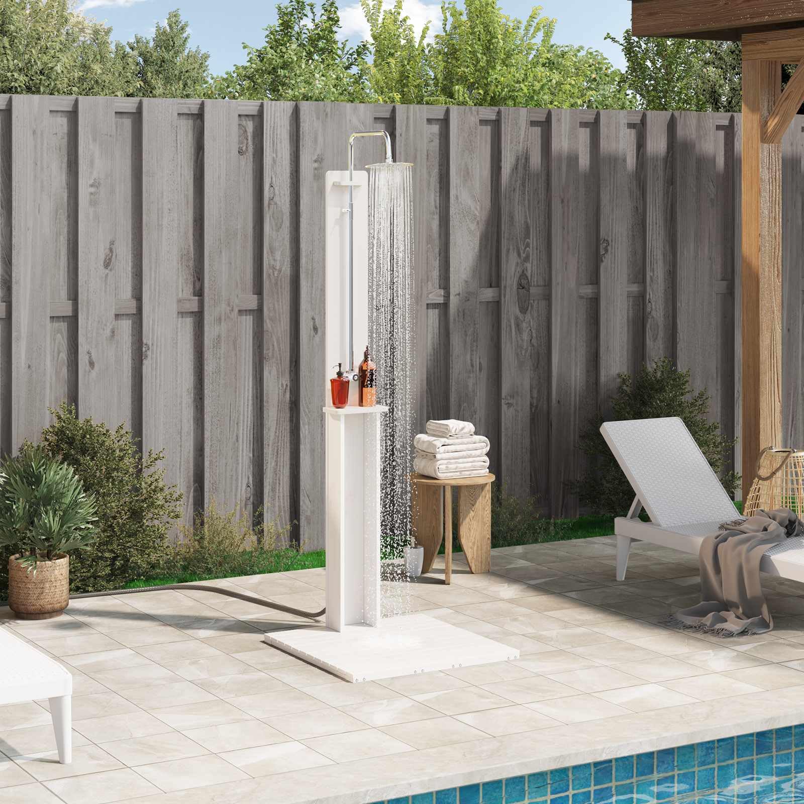 vidaXL Ducha Exterior 75 x 76 x 217 cm Pino Macizo, Ducha Independiente Moderna para jardín y terraza, Resistente al Clima, Ideal para Piscina y Deck