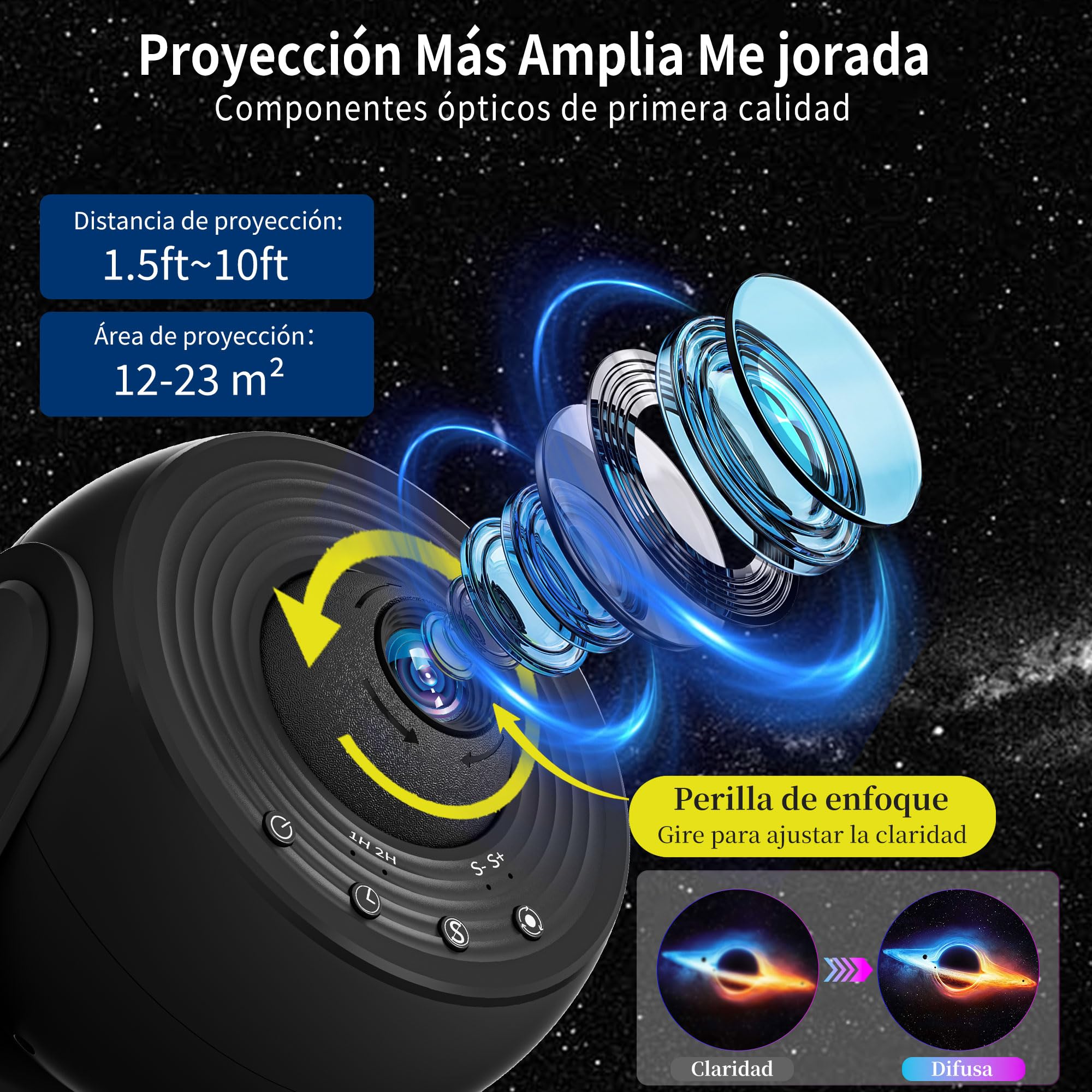 FlyLily Proyector De Galaxias Y Estrellas Real, Proyector Estrellas 13 En 1, Proyector De Galaxia con Temporizador, Lampara Proyector Infantil con RotacióN De 360° para NiñOs, Fiestas, Navidad, Negro