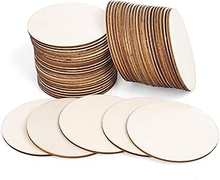 3" Wood Circles for Crafts, 50PCS Unfinished Wood Rounds for Painting, Wood Burning, DIY Art, and Door Hanger Projects