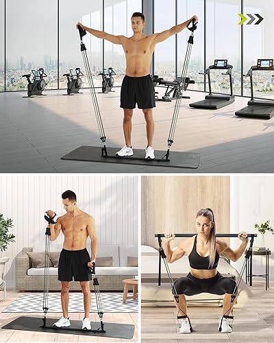 Miniatura 7 de ALongSong - Kit de barra de pilates, kit de barra de gimnasio con 6 bandas de resistencia de 20 a 50 libras, equipo de entrenamiento portátil en