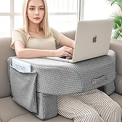 LEBENGURU Travesseiro de leitura para laptop, descanso de braço extra grande para jogos, travesseiro de mesa de colo alto ajustável para adultos sentados na cama, chão, sofá