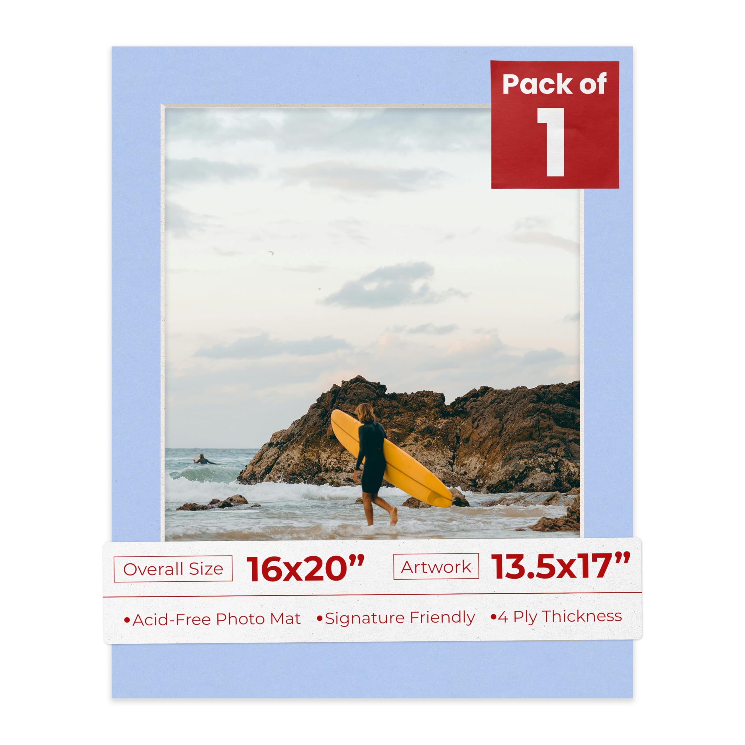 16x20 Mat Bevel Cut for 13.5x17 Photos - Acid Free Baby Blue Precut Matboard - For Pictures, Photos, Framing - 4-ply Thickness-image-40