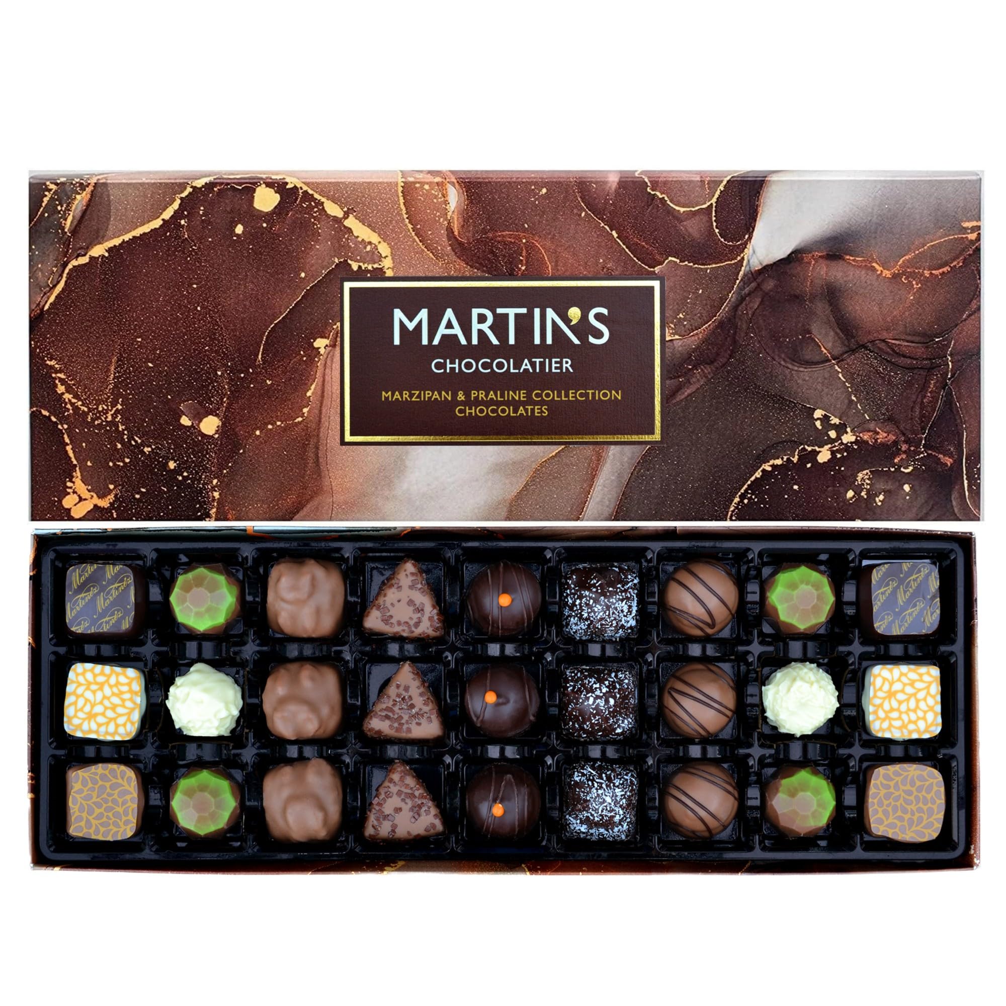 Martin’s Chocolatier Marzipan & Praline Collection | Luxury Handfinished Chocolate Gift Box | 30 Chocolates, 15 Assorted Flavours | Ideal Present for Birthday, Anniversary, Christmas
