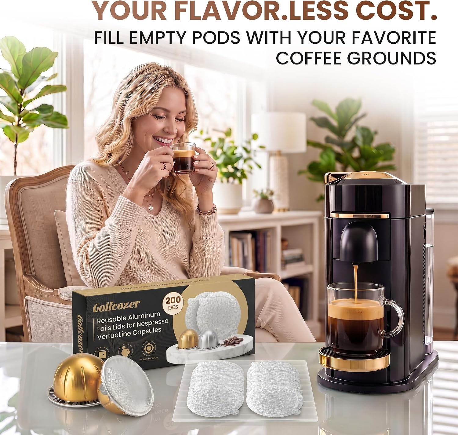 Reusable Pods Aluminum Foil Seals for Nespresso VertuoLine Capsules, 100PCS Refillable Foil Lids Compatible with Nespresso VertuoPlus Vertuo Capsules, Reusable Coffee Pod Covers (Pods Not Included) image 5