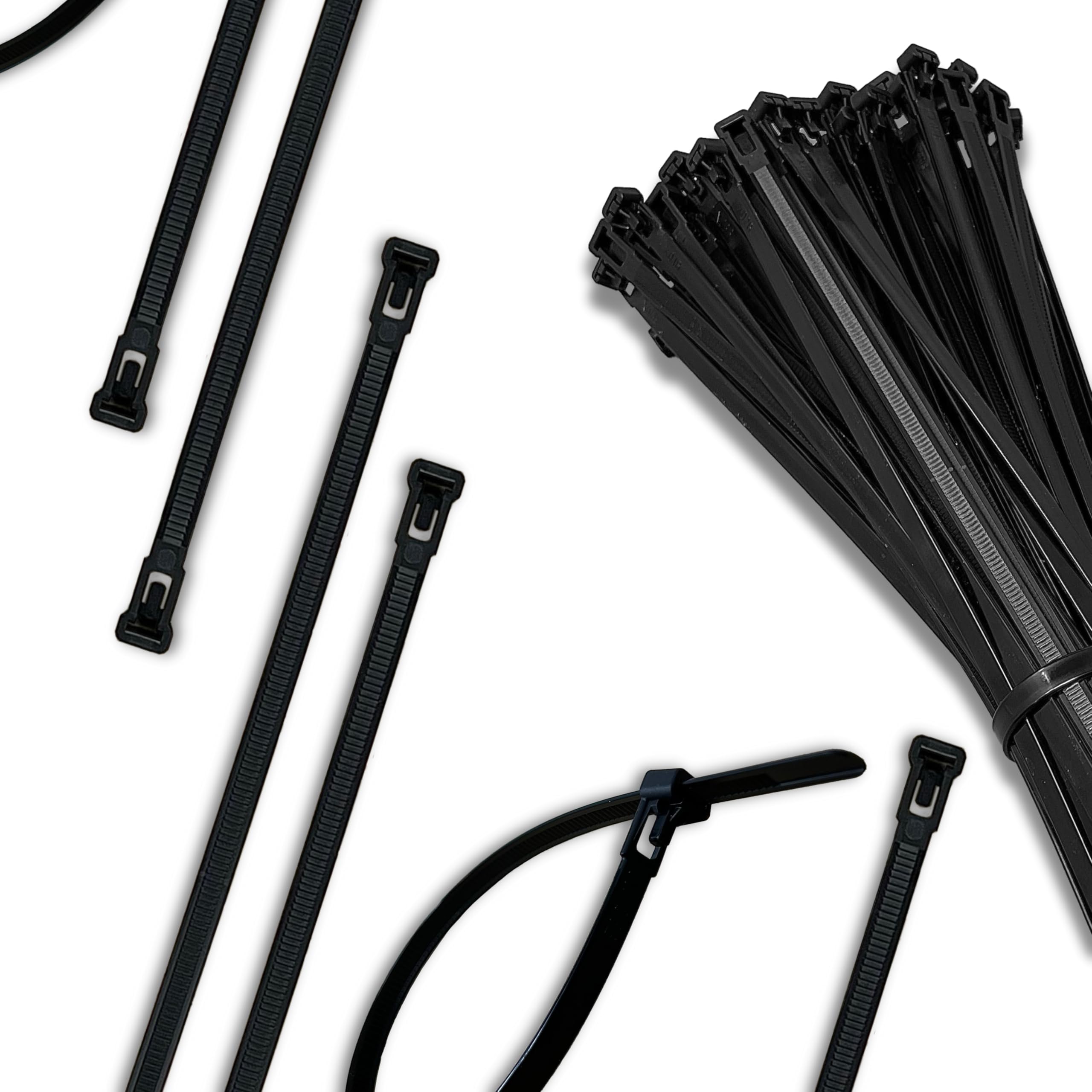 Evoges Black 7.6X300mm Reusable Releasable Cable Ties,100& Nylon 66, 22Kg Tensile Strength, Pack Of 100